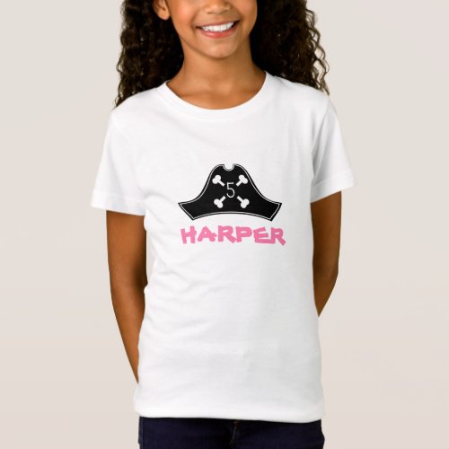 Pink Black  White Girls Pirate Birthday T_Shirt