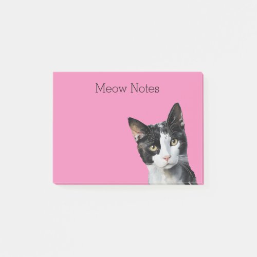 Pink Black White Kitty Cat Post_it Notes