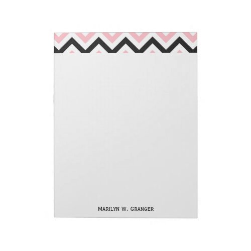 Pink Black White Large Chevron ZigZag Pattern Notepad