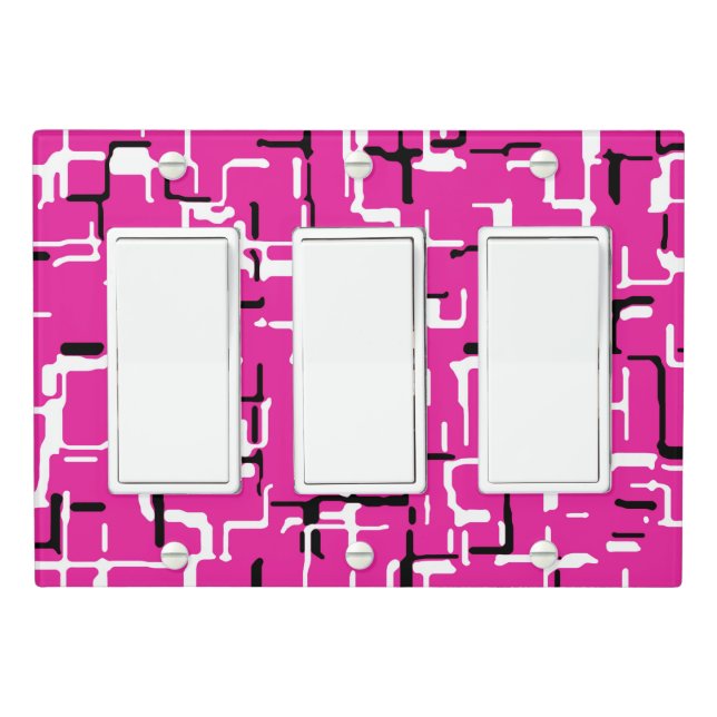 Pink Black White Light Switch Cover (In Situ)