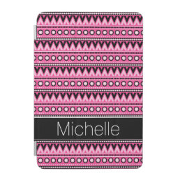 Pink Black White Modern Aztec Tribal Pattern iPad Mini Cover
