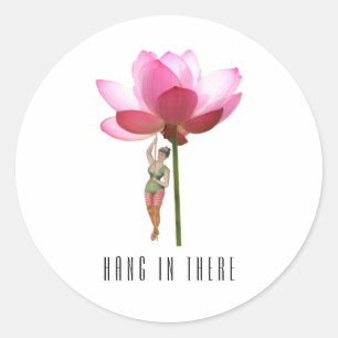 Pink Black White Modern  Classic Round Sticker