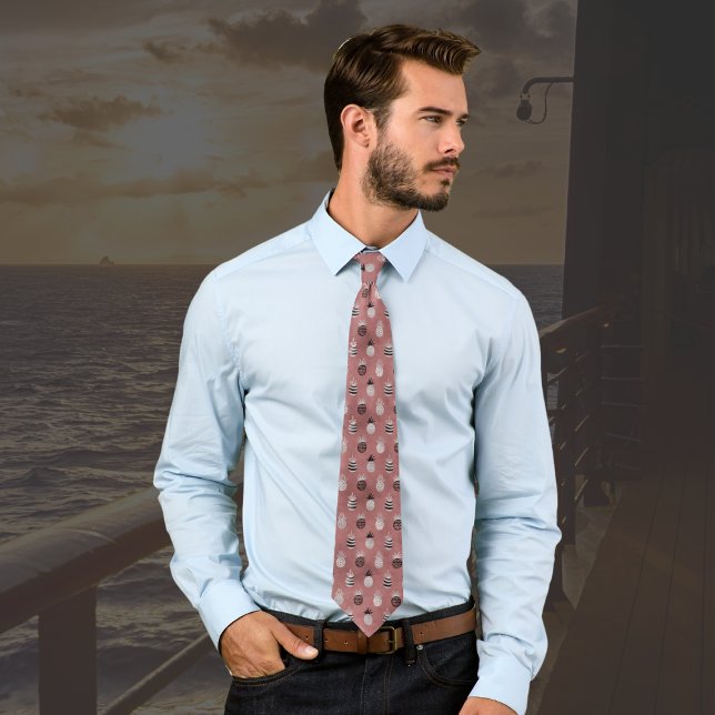 Pink Black White Pineapple Neck Tie (Creator Uploaded)