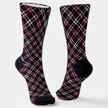 Pink Black White Plaid Pattern Socks by Westerngirl2 at Zazzle