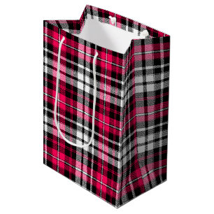 Pink Black White Plaid Tartan Medium Gift Bag