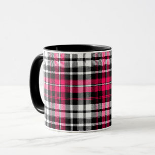 Pink Black White Plaid Tartan Mug
