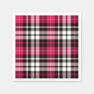 Pink Black White Plaid Tartan  Napkins