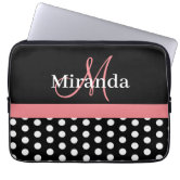 Designer Sleeves 14-Inch Polka Dots Executive Laptop Case, Black/Pink/White  (14ES-PDBPW) 