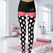 Pink Black White Polka Dot Monogram