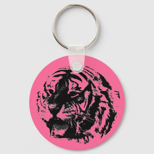 Pink Black  White Roaring Tiger Key Chains