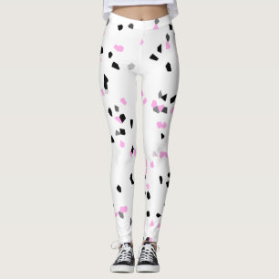 Pink Black White Spots Cute Leggings