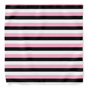 Pink Black White Stripes Bandana