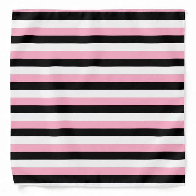 Pink Black White Stripes Bandana (Front)