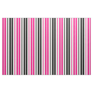 Pink Black White Stripes Pattern Design  Fabric