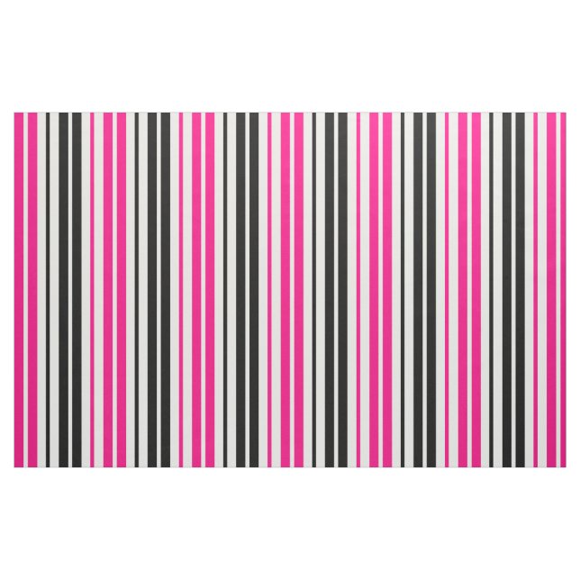 Pink Black White Stripes Pattern Design  Fabric (Fat Quarter)