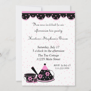 Pink, Black, & White Tea Party Invitation