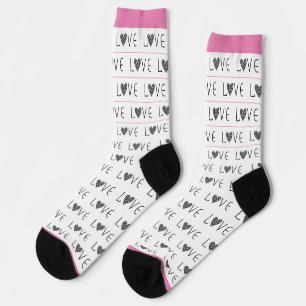 PINK BLACK WHITE THIN STRIPE MOTHER'S DAY MODERN SOCKS