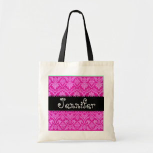 Pink Black White Wedding Damask Bridesmaid Bag