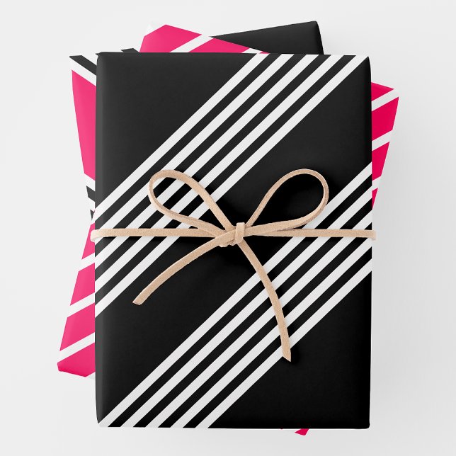 Pink, Black & White Wrapping Paper Sheets (Pink Gift Wrapping)
