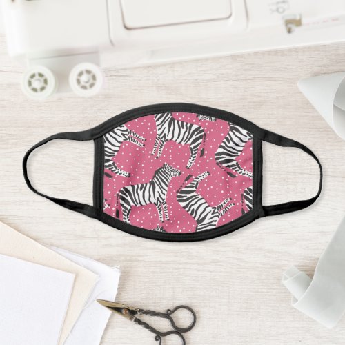 Pink  Black  White Zebra Animal Pattern Face Mask