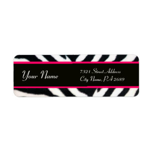 PINK BLACK WHITE ZEBRA FUR MONOGRAM LABEL