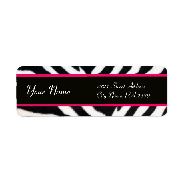 PINK BLACK WHITE ZEBRA FUR MONOGRAM LABEL (Front)
