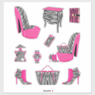 Pink Black & White Zebra Print Women Decals Animal