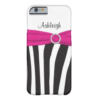 Pink, Black, White Zebra Striped iPhone 6 case