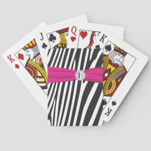 Pink Black White Zebra Striped Playing Cards
