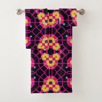 Pink Black & Yellow Mosaic Geometric Pattern