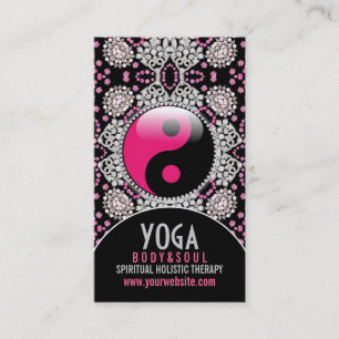 Pink Black YinYang Yoga Balance Business Cards