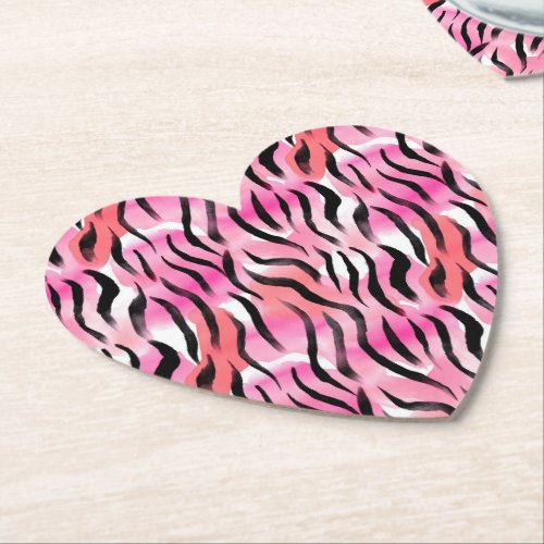 Pink Black Zebra Animal Print Paper Coaster