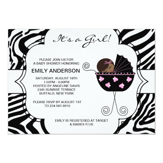 Zebra Baby Girl Invitations 8