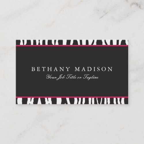 Pink  Black Zebra Business Cards