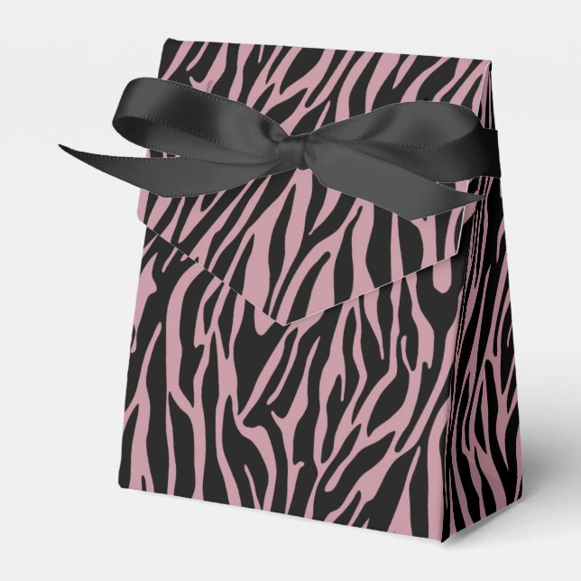 Pink Black Zebra Print Favor Boxes (Front Side)