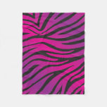 Pink &amp; Black Zebra Stripe Animal Print Fleece Blanket at Zazzle
