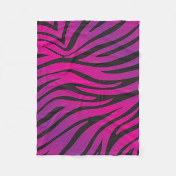 Pink & Black Zebra Stripe Animal Print Fleece Blanket by ColibriArts at Zazzle