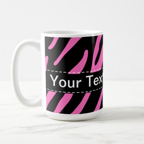 Pink  Black Zebra Stripes Animal Print Coffee Mug