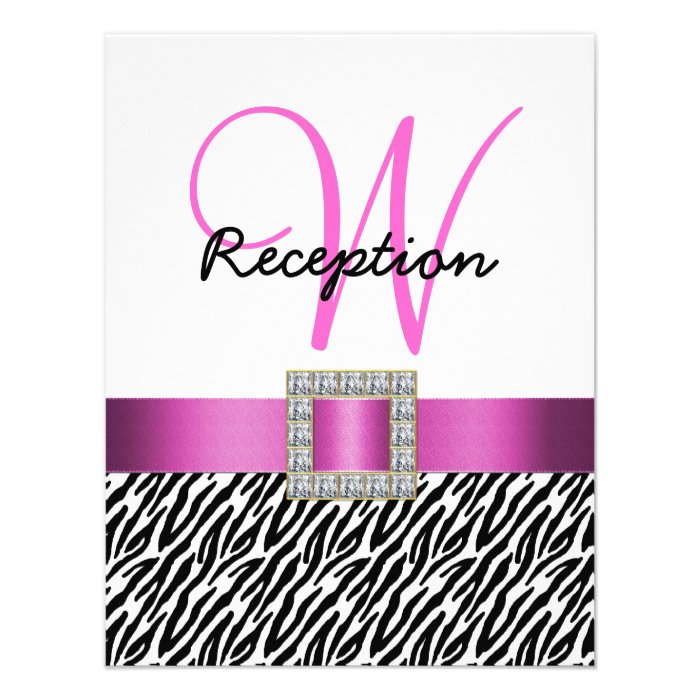 Pink Black Zebra Stripes Wedding Reception Invite