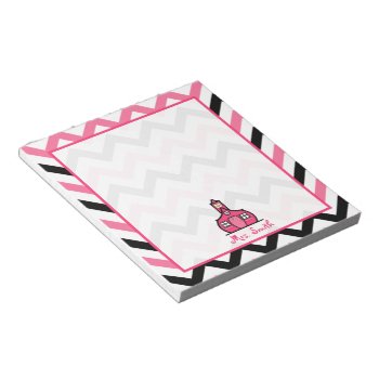 Pink & Black Zigzag Teacher Notepad by thepinkschoolhouse at Zazzle