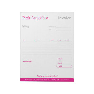 Pink Blank Order Form or Invoice Notepad