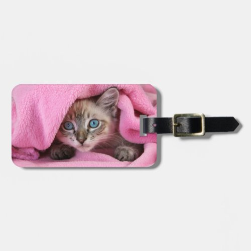 Pink Blankie Baby Siamese Cat Luggage Tag