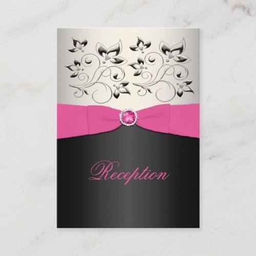 Pink, Blck, and Silver Reception Enclosure Card Business Card