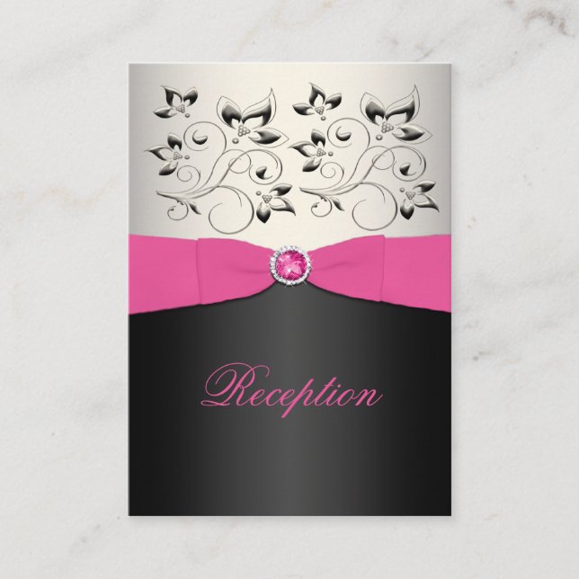 Pink, Blck, and Silver Reception Enclosure Card (Front)