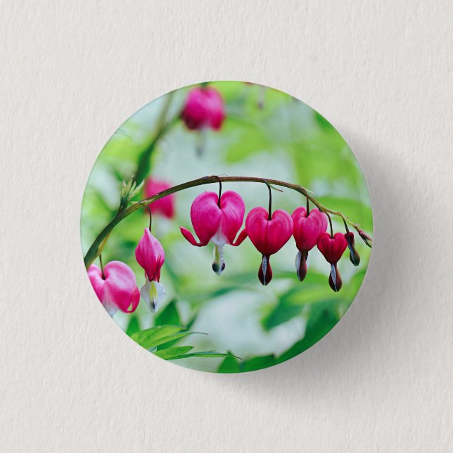 Pink Bleeding heart Flower Button (Front)
