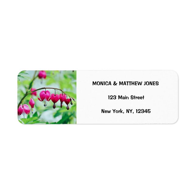Pink Bleeding heart Flower Elegant Pretty Label (Front)