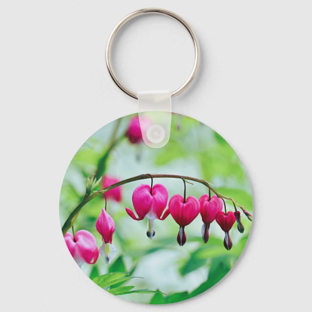 Pink Bleeding heart Flower  Keychain (Front)