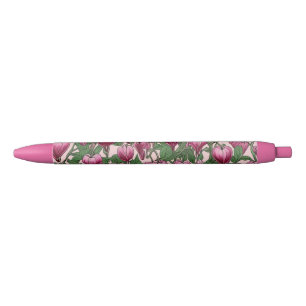 Pink bleeding heart flower pattern pen