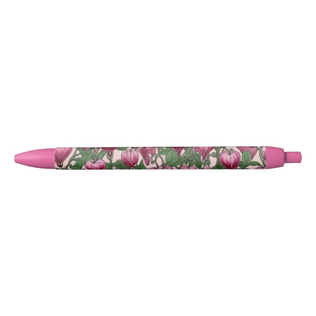 Pink bleeding heart flower pattern pen (Front)