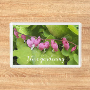 Pink Bleeding Heart I Love Gardening Acrylic Tray